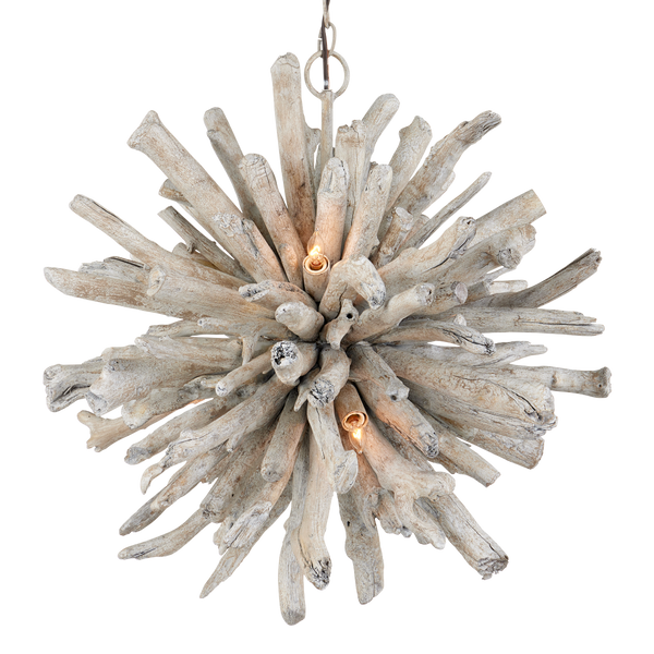 Kuka Pendant Light - Stunning Whitewashed Driftwood Starburst for Coastal Decor & Elegant Spaces