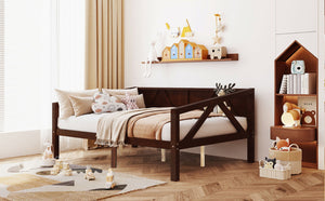 English Elm Twin Daybed Frame Solid Pine Sofa Bed for Guest Room Studio or Teen Bedroom Espresso N708P266726P