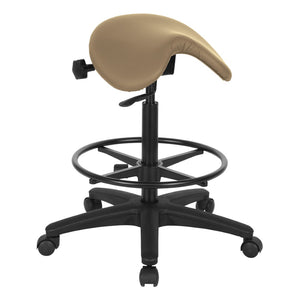OSP Home Furnishings Backless Saddle Stool Ergonomic Pneumatic Height Adjustable Office Studio Task Seating Dillon Buff ST205-R104