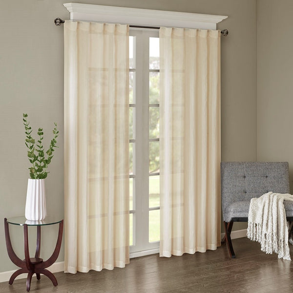 English Elm Solid Crushed Curtain Panel Pair - Elegant Sheer Window Drapes For Bright, Airy Room Décor, 2 Pcs B03598167-GIGA