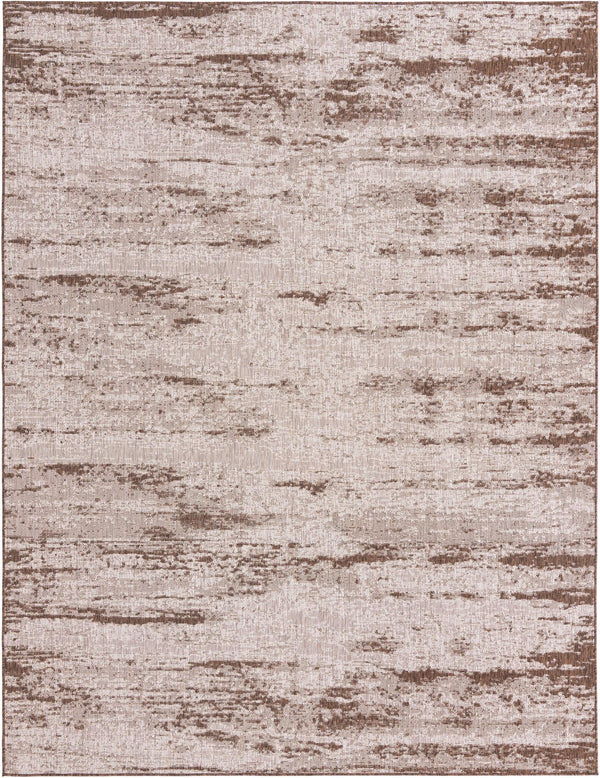 Unique Loom Outdoor Modern Cartago Machine Made Abstract Rug Brown, Ivory 9' 0" x 12' 2"