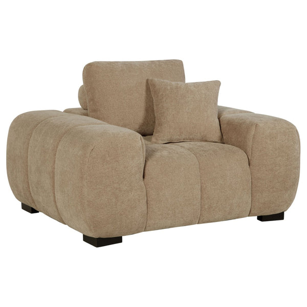 English Elm Plather Channel Tufted Accent Chair Wide Waterfall Arms Foam Seat Living Room Camel B062P447952