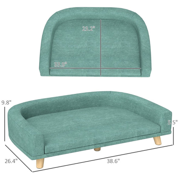 English Elm Pet Sofa Bed with Removable Washable Cushion Foam Padding and Pine Wood Legs T3971P407093