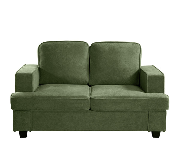English Elm Modern Velvet Loveseat with Deep Seating and High-Density Foam, Loose Back Cushions, Wide Arms, Stylish Living Sofa for Home 93 Green B2735P292320