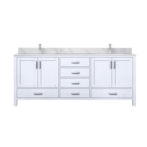 English Elm White 80" Double Bath Vanity with Carrara Marble Top, Soft-Close Drawers, Chrome Faucet Set, Durable B2731P259121