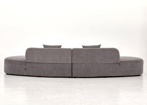 English Elm 132" Curved Sofa with Velvet Upholstery, Luxurious 6-Seater Half Moon Design for Modern Spaces Grey B2735S00030