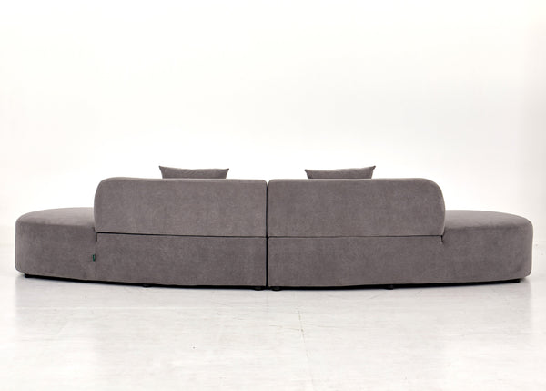 English Elm 132" Curved Sofa with Velvet Upholstery, Luxurious 6-Seater Half Moon Design for Modern Spaces Grey B2735S00030