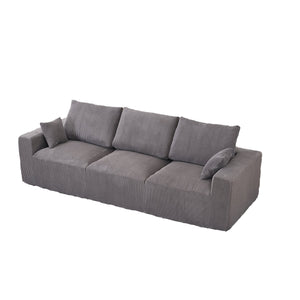 English Elm Boneless 113" U-Shaped Cloud Sectional Sofa in Gray Corduroy - No Assembly, Full-Foam Comfort Sleeper W3401P338847