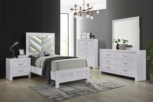 English Elm Moreland Twin Bed Faux Leather Headboard White Laminate Finish for Teen Rooms B078P497904