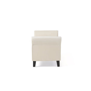 English Elm Lvory Linen Tufted Storage Bench with Rolled Arms and Hidden Lift Top Compartment N770P372389A