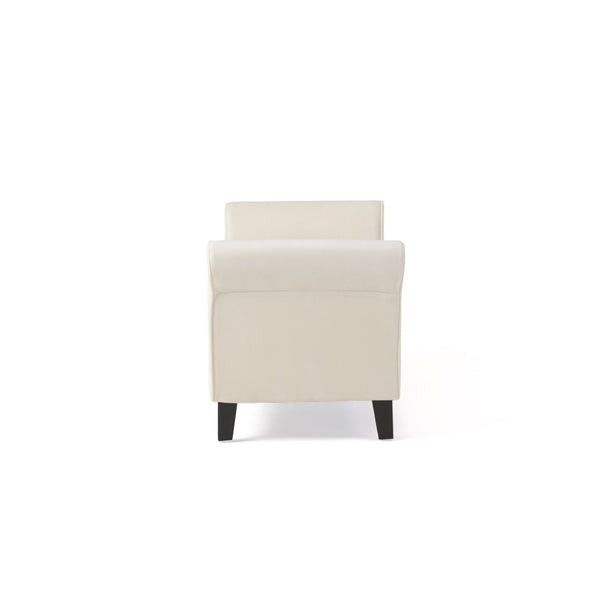 English Elm Lvory Linen Tufted Storage Bench with Rolled Arms and Hidden Lift Top Compartment N770P372389A