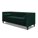 English Elm Jack 84" Modern Tuxedo Tufted Sofa, Evergreen Velvet