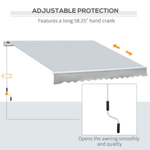 English Elm Outsunny 12' X 8' Manual Retractable Awning – Durable Uv & Water-Resistant Shade For Outdoor Comfort W2225P174169-GIGA