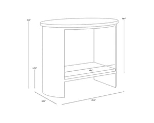 Sunpan Roshni Side Table - Mid-Century Modern Design with Natural Travertine and Antique Gold Iron Base