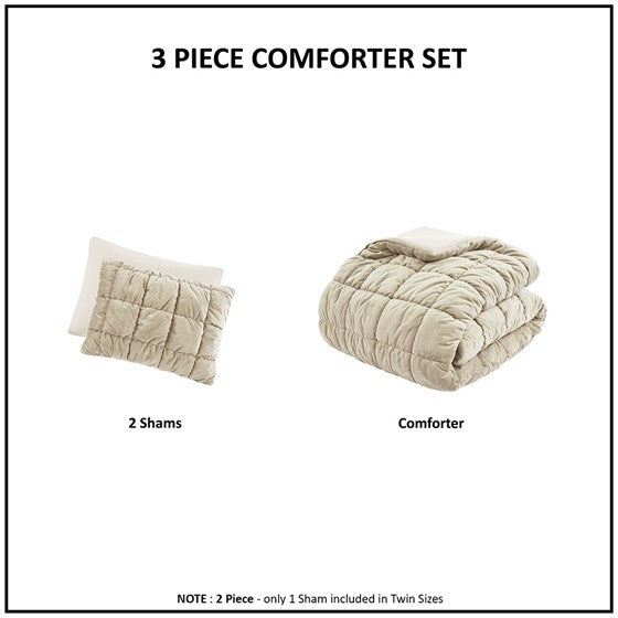 English Elm Twin Plush Velvet 2-Piece Comforter Set - Box Quilted, Down-Alternative Fill, Microfiber Reverse Sham, Cozy Twin Bedding B035P203234