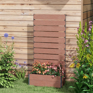 English Elm Outsunny Raised Planter Box with Vertical Trellis Composite Wood Outdoor Patio Garden Brown W2225P174394
