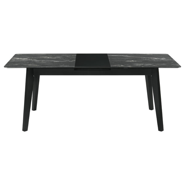 English Elm Spivey Mid-century Faux Marble Extendable Dining Set with Wishbone Chairs Seats Four B062S01471