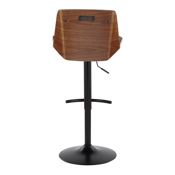English Elm Adjustable Swivel Barstools Mid Century Walnut Accents Charcoal Seat Set of Two B202S02172
