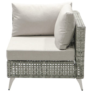 English Elm K&k 7 Piece Outdoor Modular Sectional Wicker Sofa Set with Tempered Glass Coffee Table Grey N707S000011G