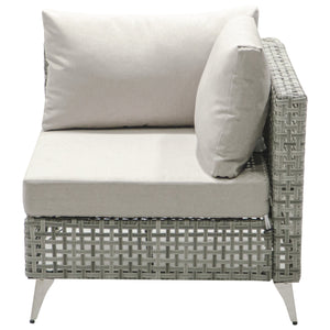 English Elm K&K 8-Piece Patio Conversation Set with 43" 60,000 BTU Propane Fire Pit, UV Wicker & Thick Cushions Grey N707S000012G