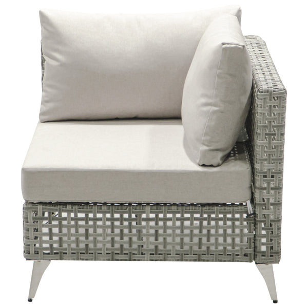 English Elm K&K 8-Piece Patio Conversation Set with 43" 60,000 BTU Propane Fire Pit, UV Wicker & Thick Cushions Grey N707S000012G