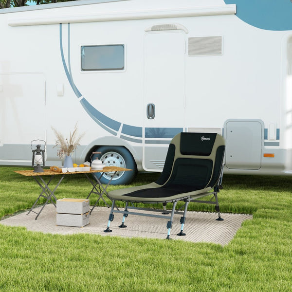 English Elm Outsunny Folding Camping Cot With Padded Cushions, 180° Recline, Heavy-Duty, Portable & Compact! W2225P200560-GIGA