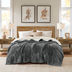 JLA Home Woolrich - Blanket Woolrich heated with Secure Comfort Technology, dual-sided plush, 20-temp control, 5-yr warranty Grey WR54-1741