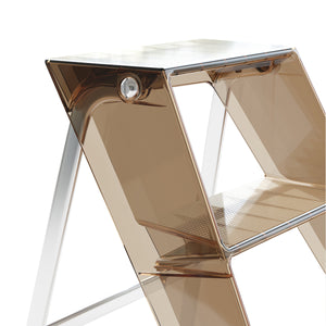 English Elm Home Foldable Ladder Frame multi-use ABS+Steel stool side table bookshelf anti-slip compact stand Transparent W3318P308250