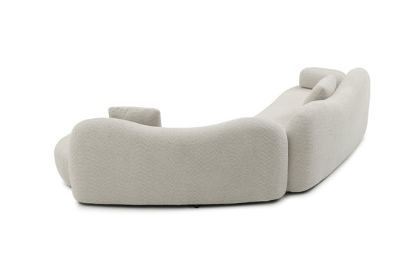 English Elm Modern Curved Sectional Sofa - Beige Boucle 5-Seater With Unique Butterfly Backrest & Pillows W2664S00037