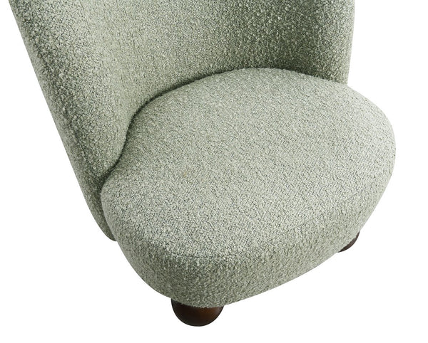 English Elm Contemporary Sculpted Barrel-Back Arm Chair with Smooth Casters, Neutral Textured Upholstery, Stylish Accent Seating Green 29 L x 32 W x 28 H B2741P401986