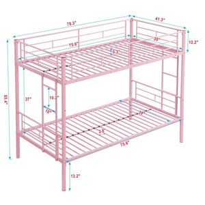 English Elm Metal Bunk Bed Twin Over with Built-in Staircase for Kids Shared Bedroom W311P201415