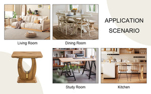 English Elm Modern Wood Texture MDF Square Coffee Table with Gold Trim, Rounded Edges, Durable Scratch-Resist W1151P211299