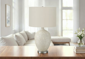 English Elm Lighting, Contemporary 28" Cream Ceramic Table Lamp With Ivory Shade – Elegant & Versatile Design B2710P220074