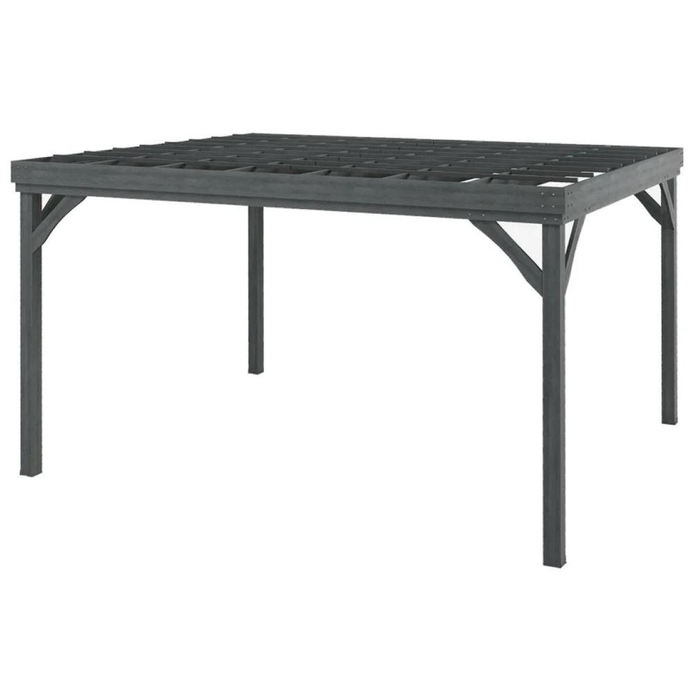 English Elm Patio Fir Wood Pergola with Open Grid Roof for Climbing Vines and Backyard Shade T3971S00169