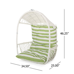 English Elm Christopher Knight Home® - Malia Hanging Chair - Cozy Indoor/Outdoor Wicker Basket Seat With Plush Cushions & Modern Design 67677.00WGRN