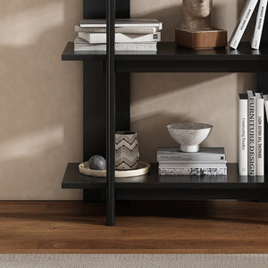 English Elm Christopher Knight Home® - 4-Tier Acacia Wood Bookcase with Anti-Tip Kit, Heavy-Duty Open Shelves Holds 120 lbs Each, Sleek Storage Solution Ebonized Finish N758P294084E