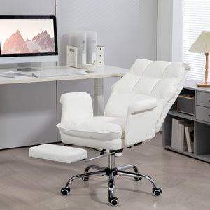English Elm Homcom Executive Office Chair - Ergonomic Pu Leather Desk Chair With Footrest, Recline & Swivel W2225P250010