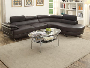 English Elm Luxurious Modern 2-Piece Sectional Sofa Set with Adjustable Flip-Up Headrests, Espresso or Grey Bonded Leather B011S01058