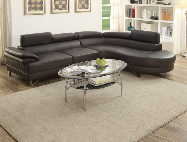 English Elm Luxurious Modern 2-Piece Sectional Sofa Set with Adjustable Flip-Up Headrests, Espresso or Grey Bonded Leather B011S01058