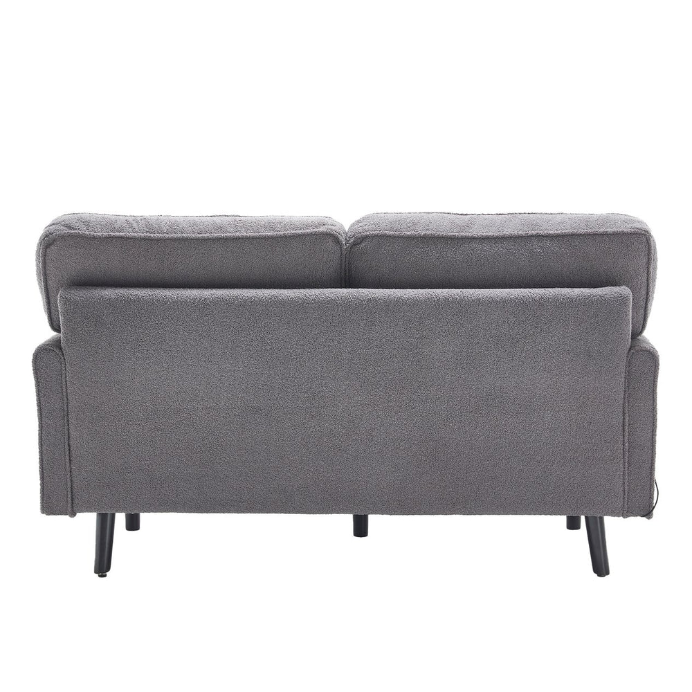 English Elm Loveseat Mid Century Modern Two-Seater Sofa with USB Type-C Charging, Removable Zipper Covers, Durable Wood Legs Gray W395P238824