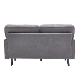 English Elm Loveseat Mid Century Modern Two-Seater Sofa with USB Type-C Charging, Removable Zipper Covers, Durable Wood Legs Gray W395P238824