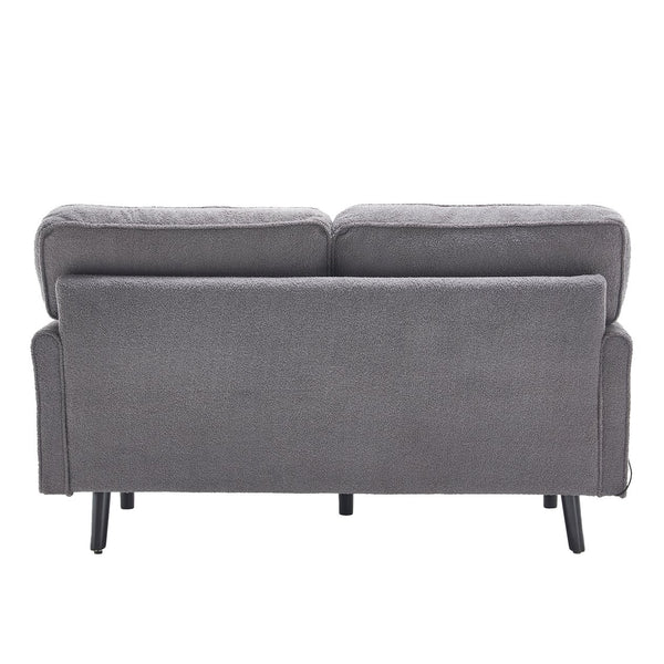 English Elm Loveseat Modern Mid-Century 2-Seater with USB Type-C Charging, Removable Zippered Covers, Sturdy Wood Legs Gray W395P238824