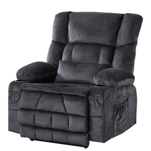 English Elm Dual Motor Large Power Lift Recliner Chair with Waist Kneading & Heat, Extended Footrest, USB Ports Grey W1521S00072