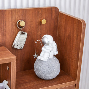 English Elm The modern minimalist MDF shoe cabinet with walnut finish, metal legs, multi-drawer storage, 49.2" L elegant organizer W3226P278926