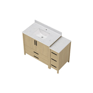 English Elm 108"w×22"d×34"h Freestanding Double Sink Vanity with White Countertop Soft Close T3785S00002