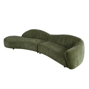 English Elm 145.67'' Stylish Mid-Century Green Sofa With Left-Facing Chaise For Living Room, Bedroom & Office W876S00324