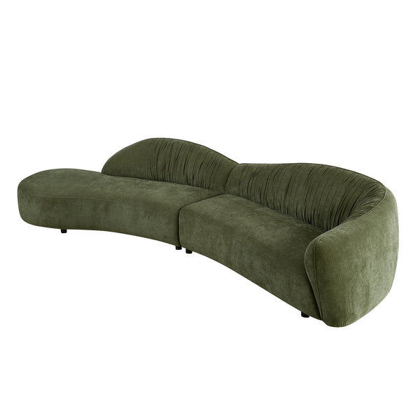 English Elm 145.67'' Stylish Mid-Century Green Sofa With Left-Facing Chaise For Living Room, Bedroom & Office W876S00324