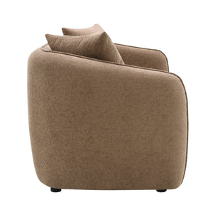 English Elm Keith Brown Chenille Sofa with Pocket Coil Comfort, Sturdy Wood Frame & 3 Accent Toss Pillows B2726P252310