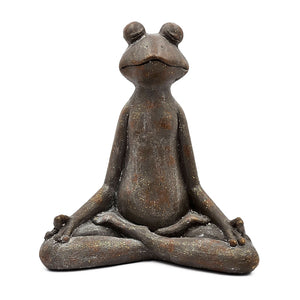 English Elm 12x6.5x13.5" Brown Magnesium Yoga Frog Figurine Lotus Pose Decorative Accent with Gold Trim for Calm Ambiance and Zen Décor W2078P335757