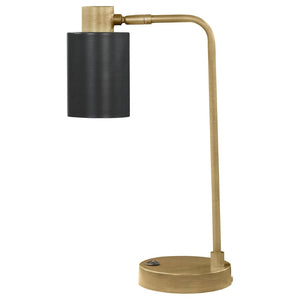 English Elm Dharma Antique Brass Metal Task Lamp with Matte Black Shade for Desk or Nightstand B062P441030